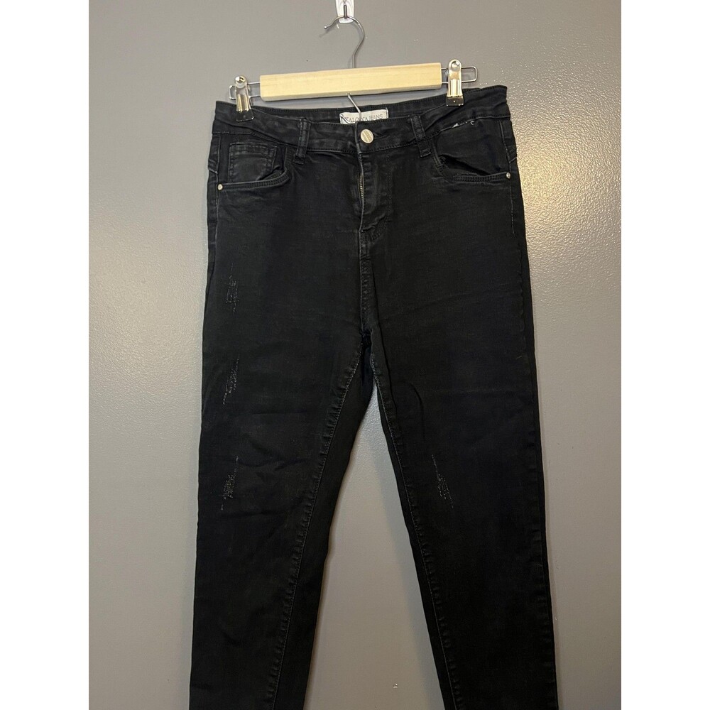 Kalowa Jeans Jeans Womens 9/10 Black Stretch Skinny Distressed Style KAL-07